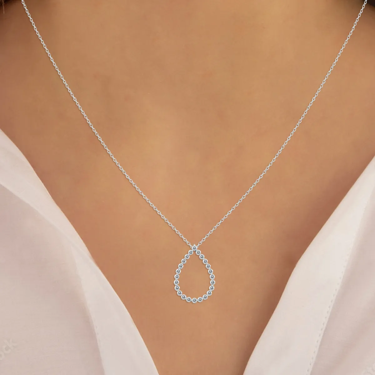 1 Carat Tw Diamond Tear Drop Pendant In 14K White Gold