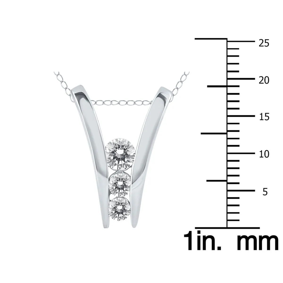 1/2 Carat Tw Diamond Three Stone Pendant In 10K White Gold