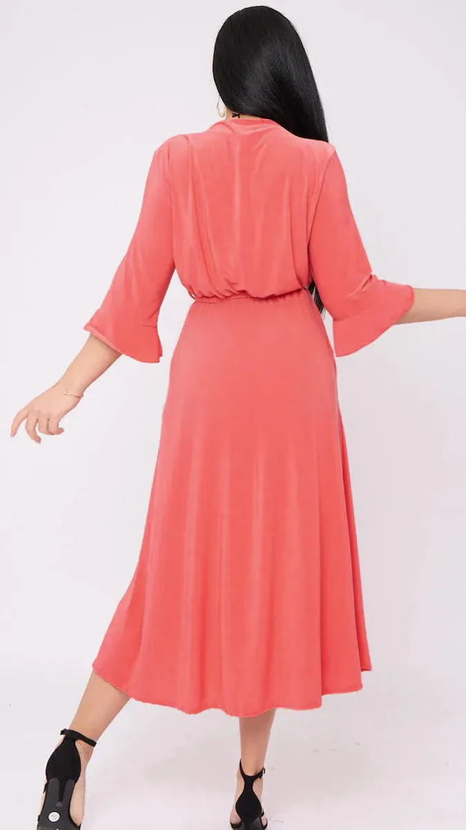 4-A1582 Coral Slinky Jersey Dress (18-22)