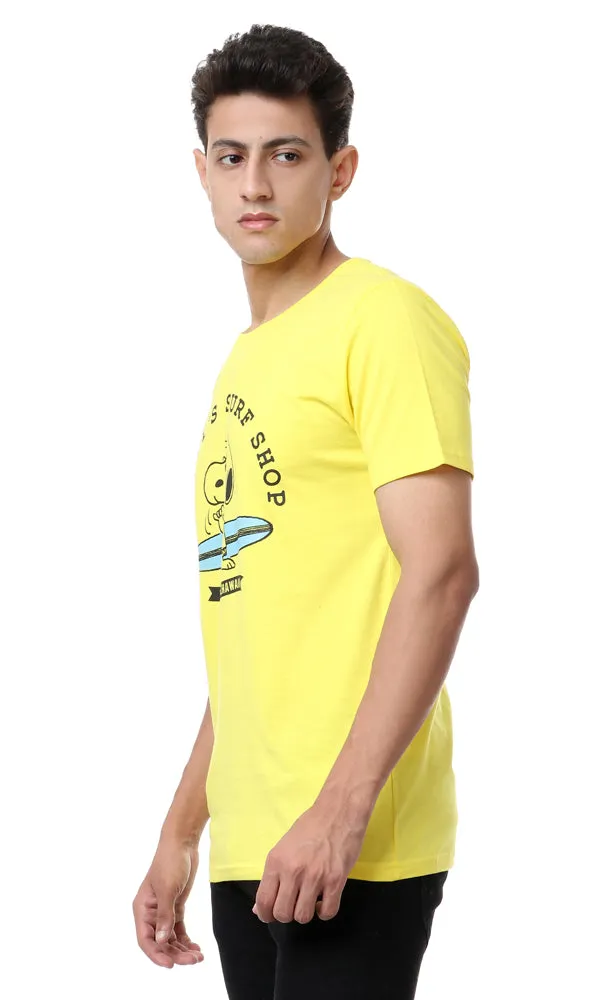 57555 Printed Crew Neck Slip On T-Shirt - Yellow