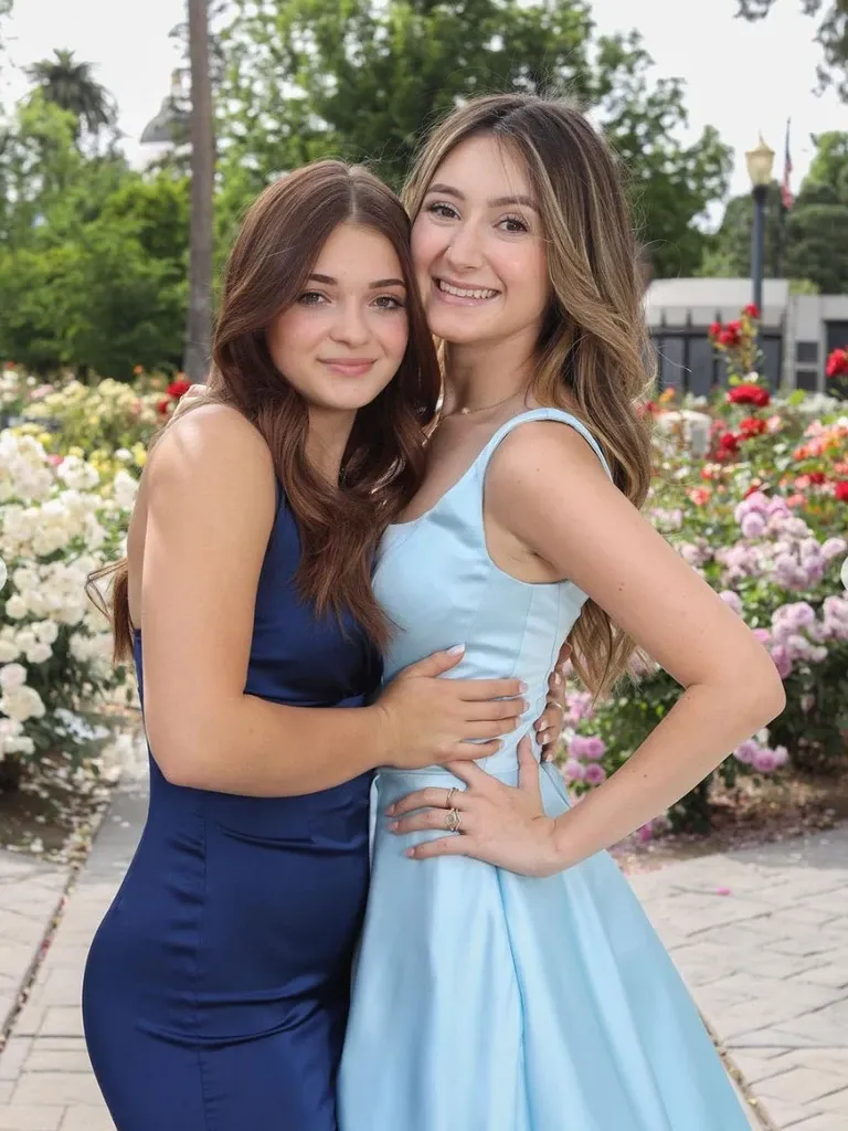 A Line Blue Satin Long Prom Dresses, Long Blue Formal Evening Dresses