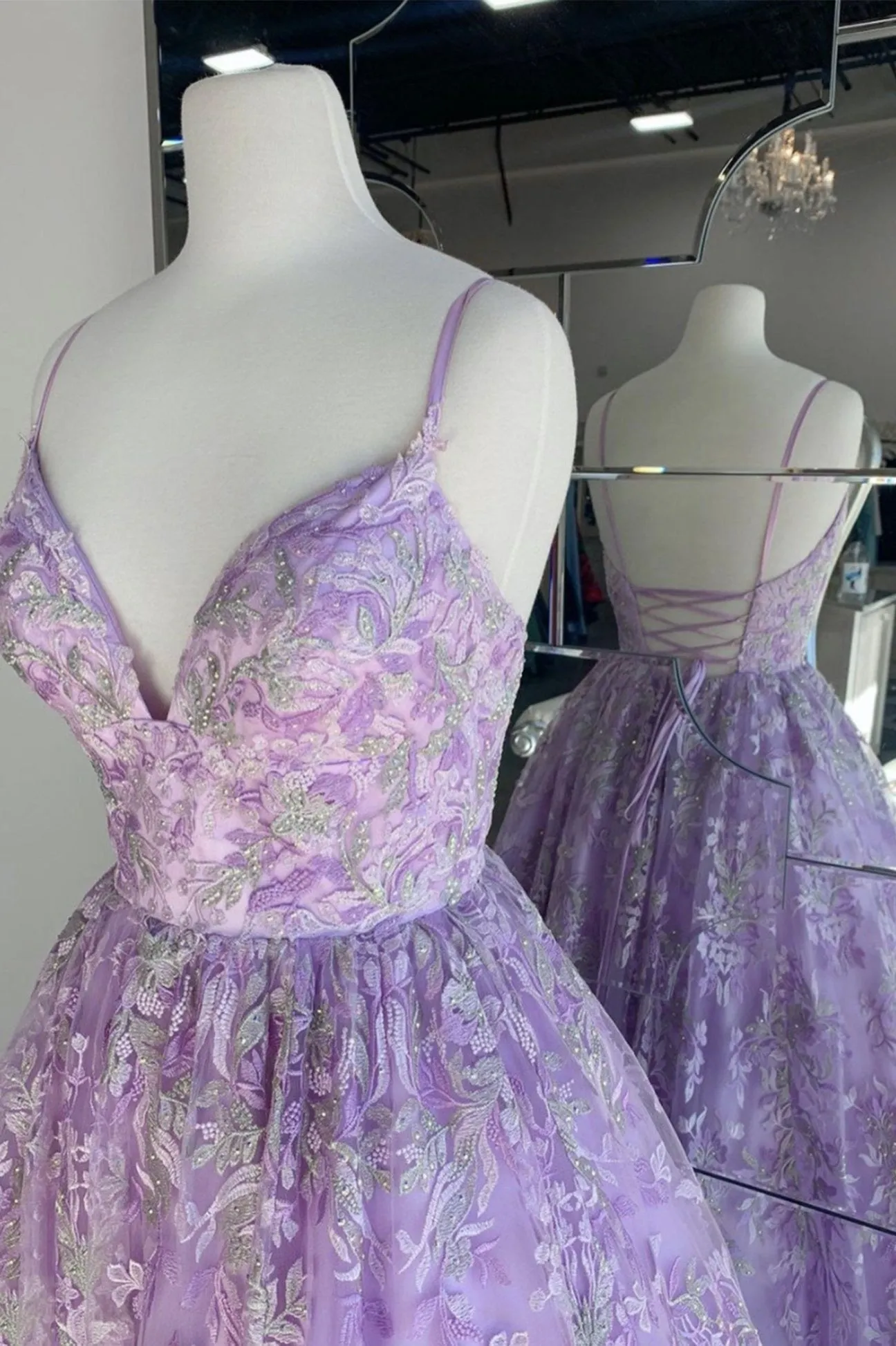 A-line Lace Elegant Popular Prom Dresses 2021, Purple Color Evening Party Prom Dresses