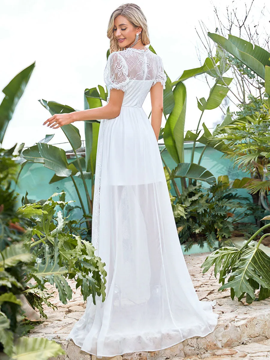 A Line Short Puff Sleeves Wholesale Wedding Dresses