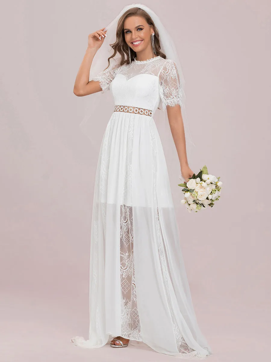 A Line Short Puff Sleeves Wholesale Wedding Dresses