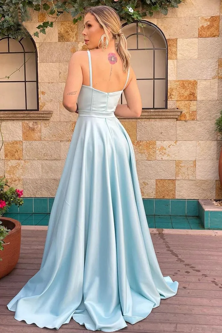 A Line Spaghetti Straps Sweetheart Ruched Long Bridesmaid Dress Prom Dress,DP568