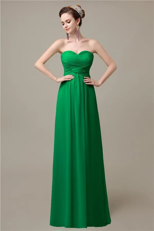 A-line Sweetheart Chiffon Floor-Length Long Bridesmaid Dresses