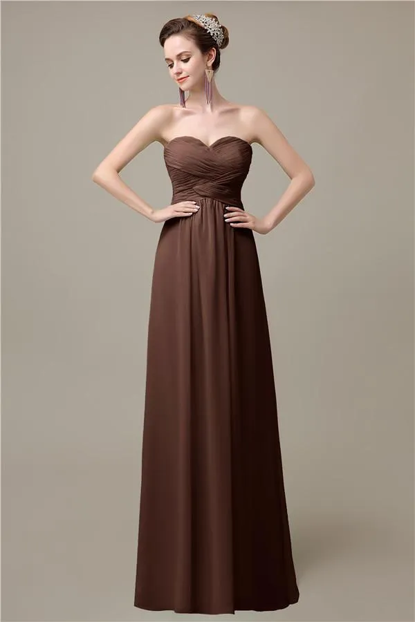 A-line Sweetheart Chiffon Floor-Length Long Bridesmaid Dresses