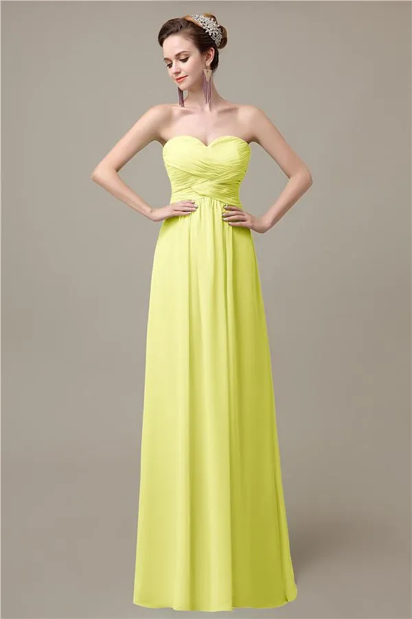 A-line Sweetheart Chiffon Floor-Length Long Bridesmaid Dresses