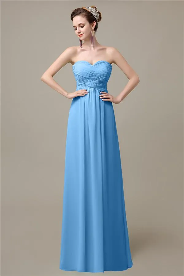 A-line Sweetheart Chiffon Floor-Length Long Bridesmaid Dresses