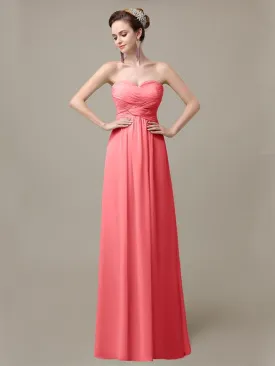 A-line Sweetheart Chiffon Floor-Length Long Bridesmaid Dresses