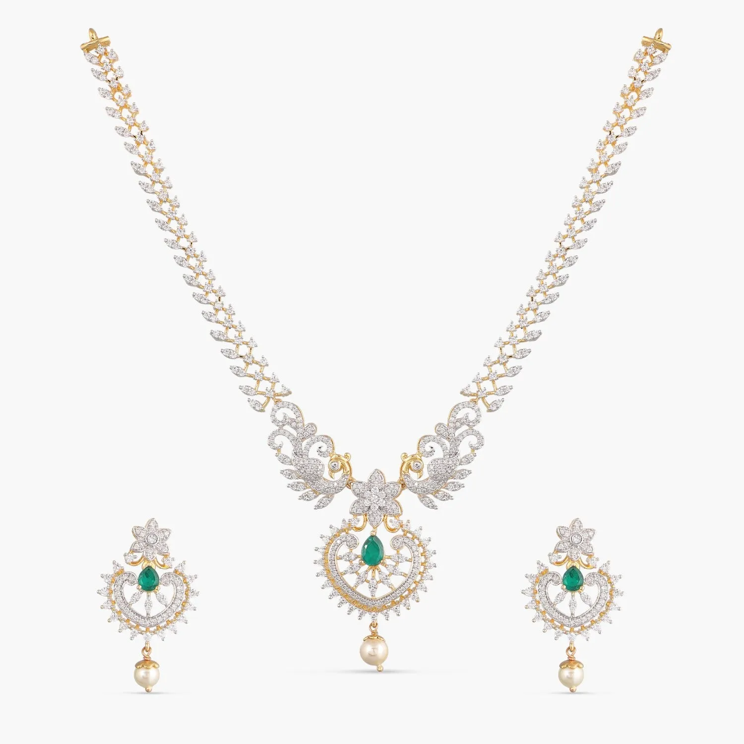 Aditi CZ Silver Necklace Set