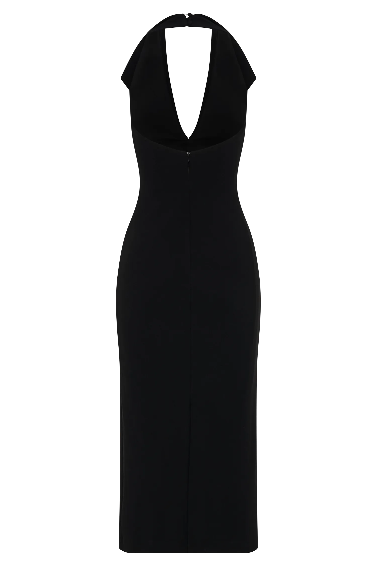 Annita Crepe Halter Midi Dress - Black