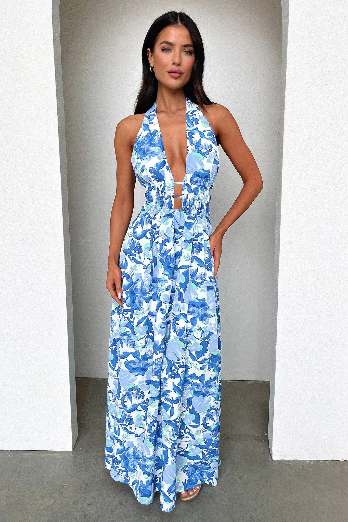 Arien Maxi Dress - Blue Floral