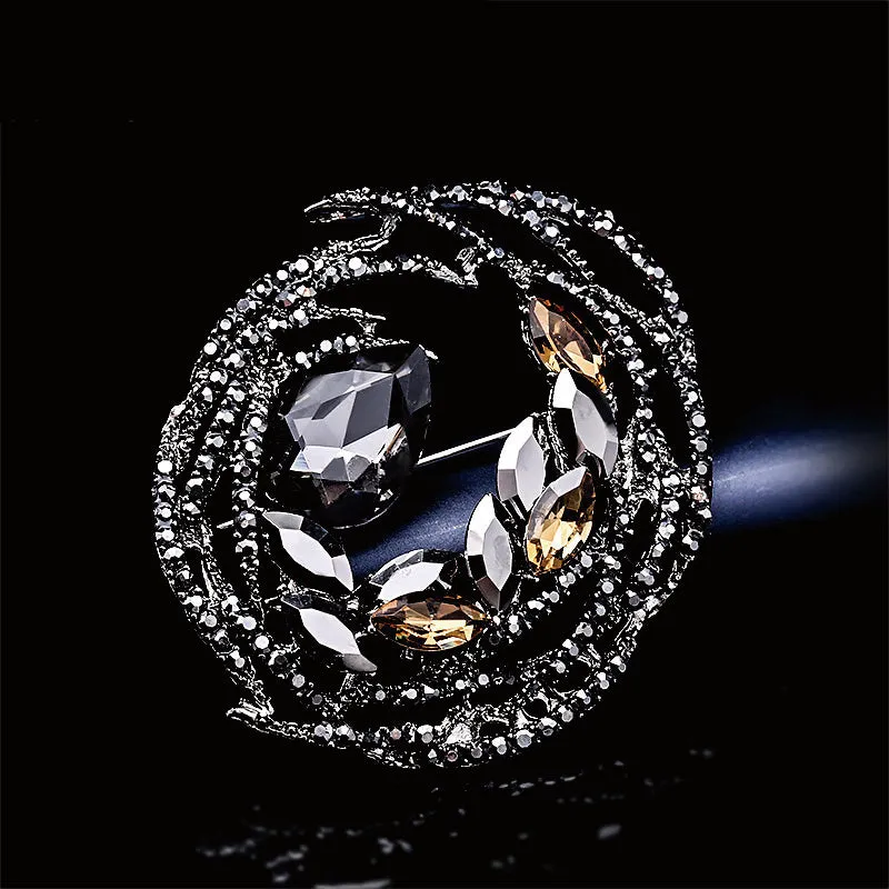 Artificial Crystal Rhinestones Personality Geometric Round Brooch