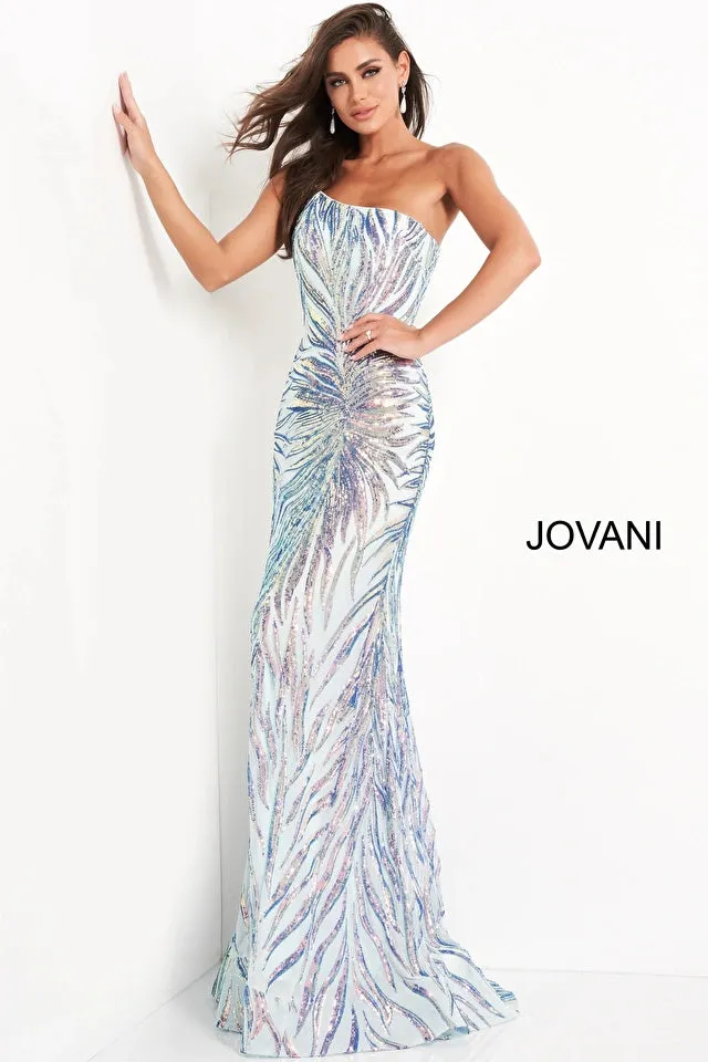 Azaya | One Shoulder Sequin Sheath Gown | Jovani 05664