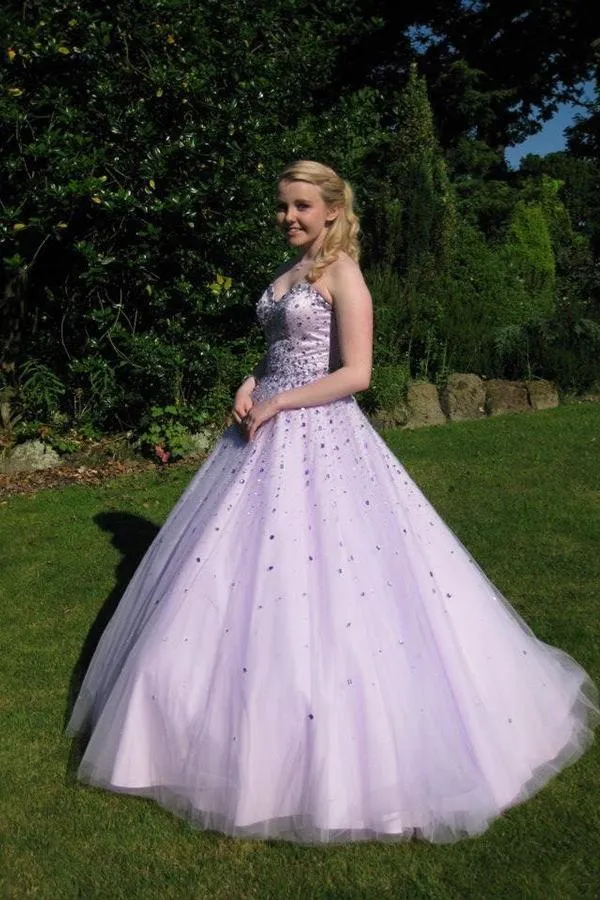 Ball-Gown Sweetheart Floor-Length Tulle Sequined Quinceanera Dresses HX00131