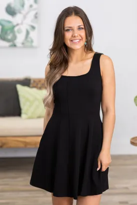 Black Built In Shorts Dress With Pockets