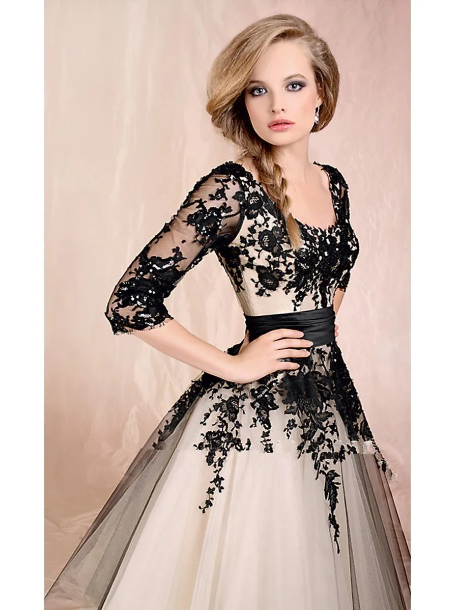 Black Lace Homecoming Dress 3/4 Sleeve Homecoming Dress ER094