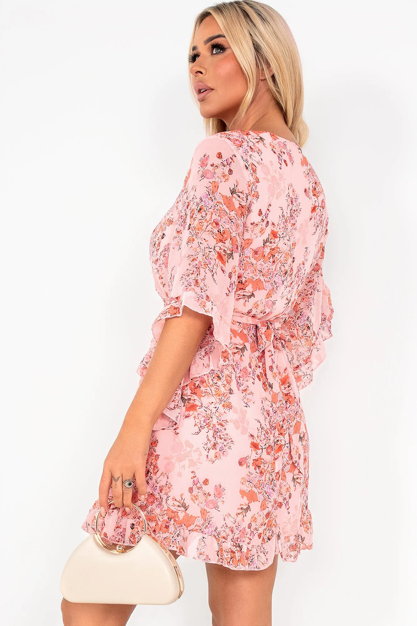 Blakely Pink Chiffon Floral Dress