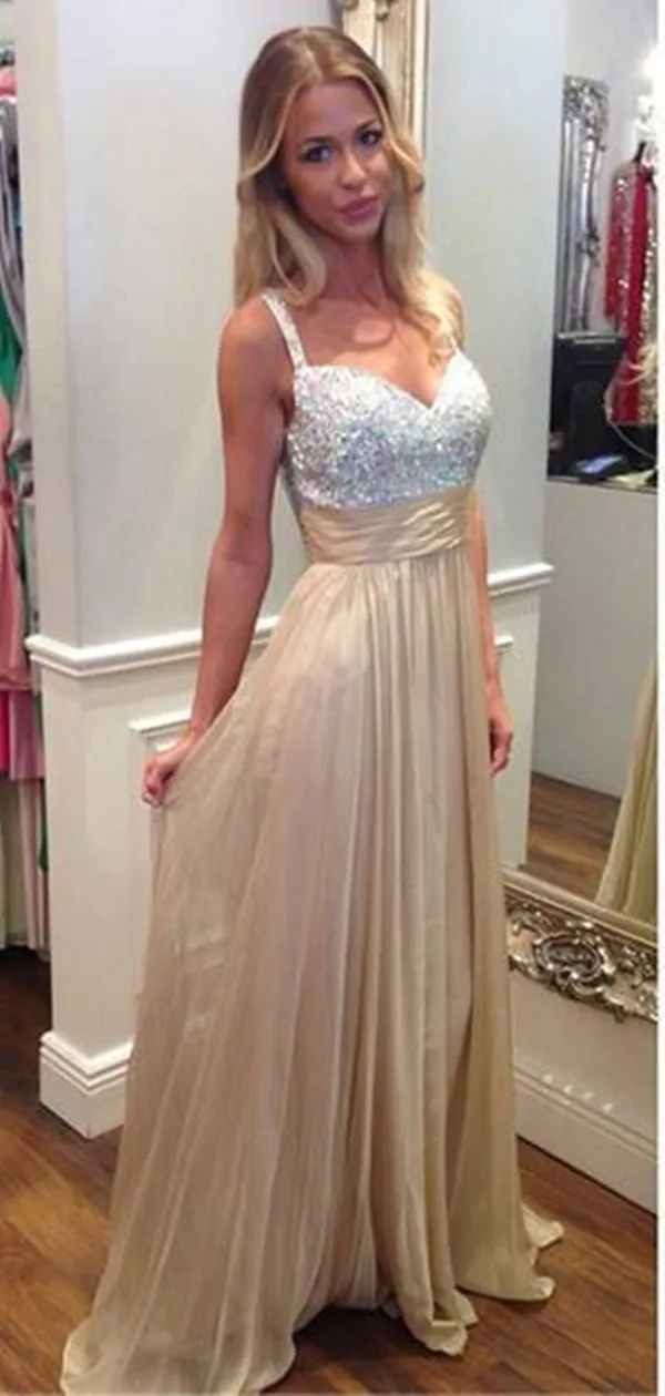 Bling Rhinestones Beaded Long Prom Dresses, Nice Prom Dresses, Long Prom Dress