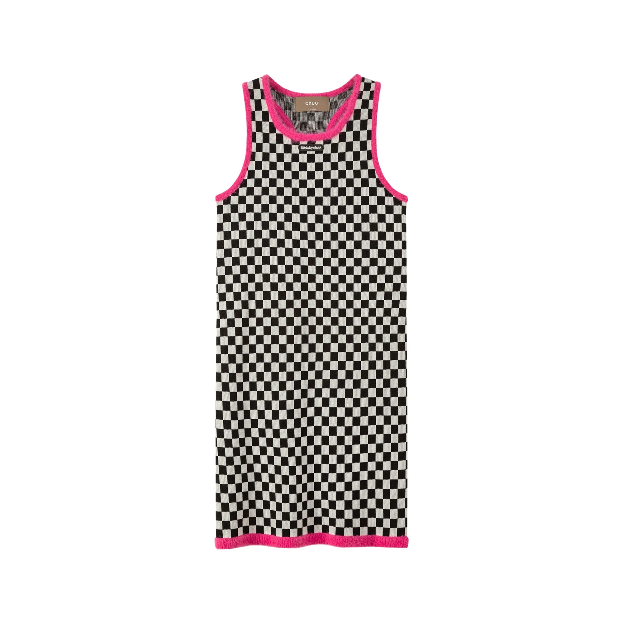 Block Checkered Print Short Dress