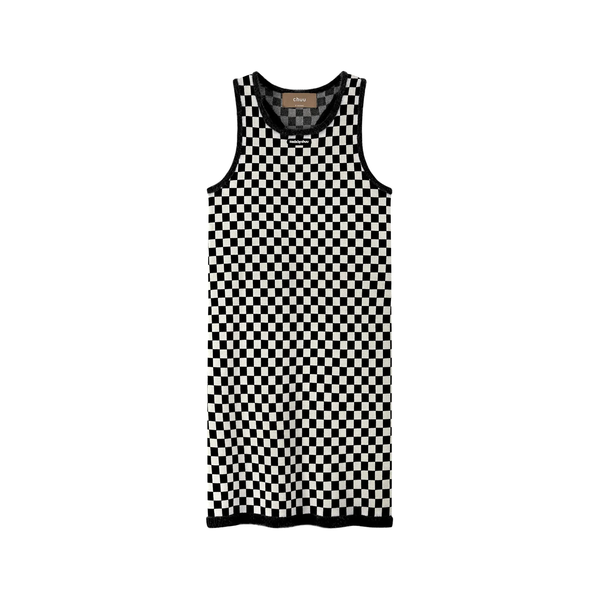 Block Checkered Print Short Dress