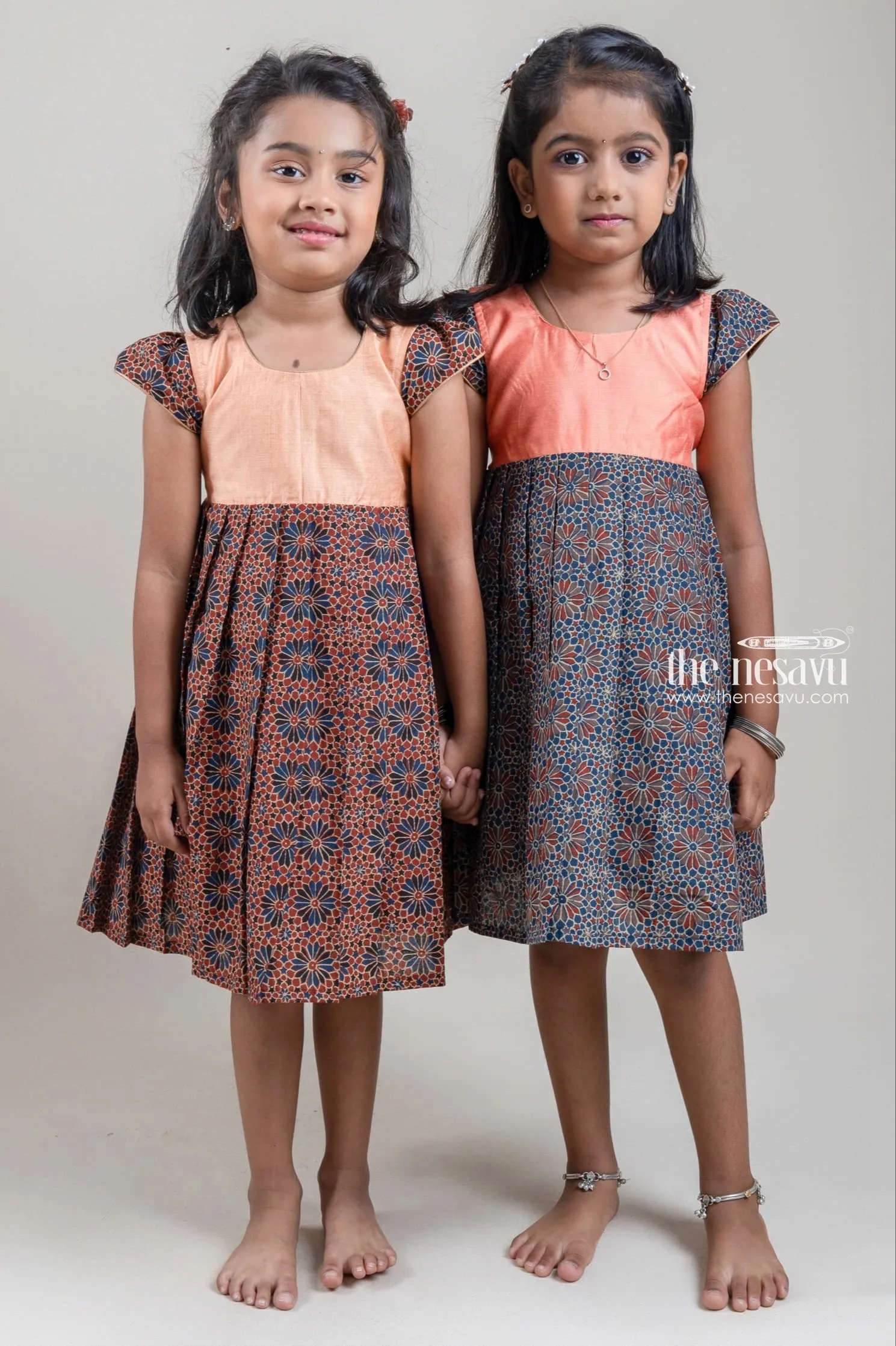 Blue Latest Bhakthi Cotton Printed Frock For Baby Girls