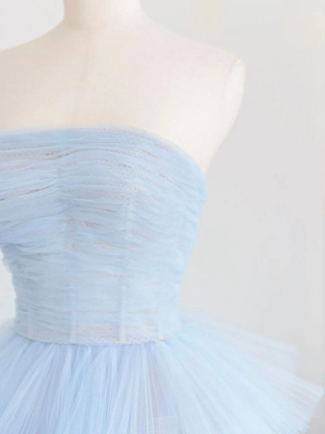 Blue tulle long prom dress, blue tulle evening dress