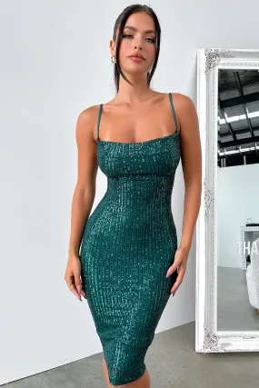 Brylee Midi Dress - Emerald Sequin