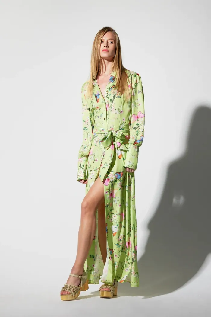 Butterflies in Motion Maxi Shirt Dress