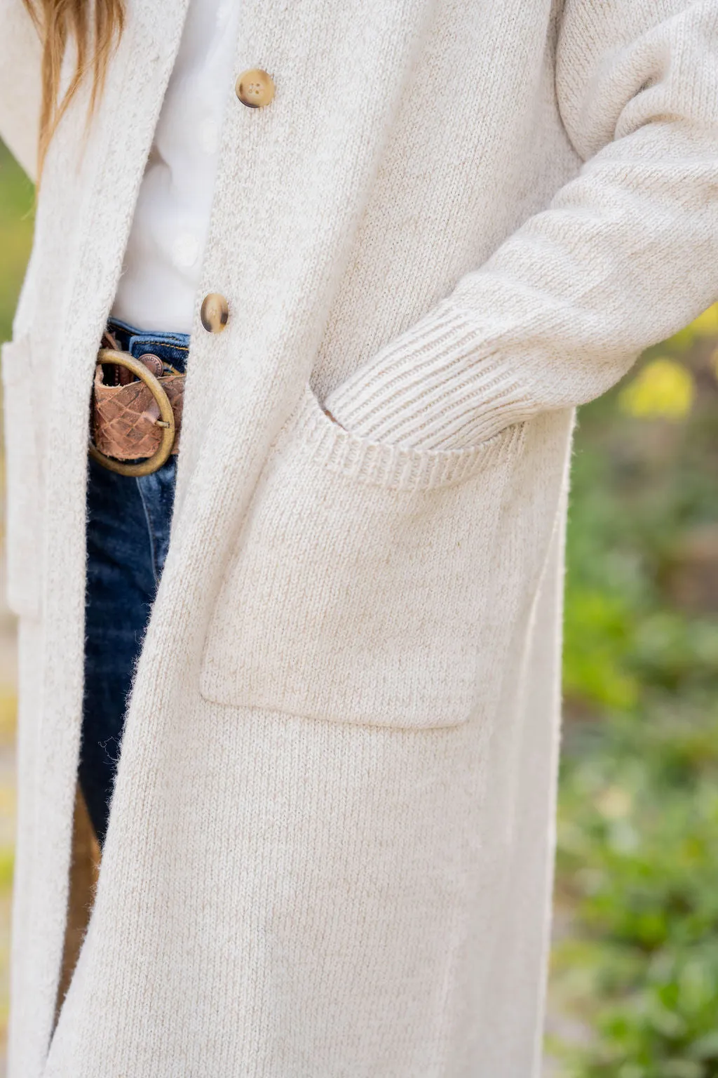 Button Accented Knit Duster