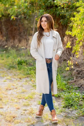 Button Accented Knit Duster