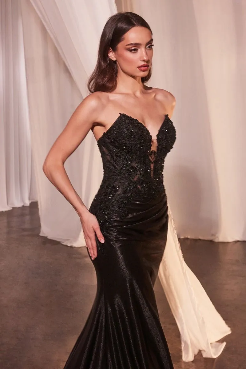 Calina | Strapless Fitted Lace Gown | LaDivine CDS465