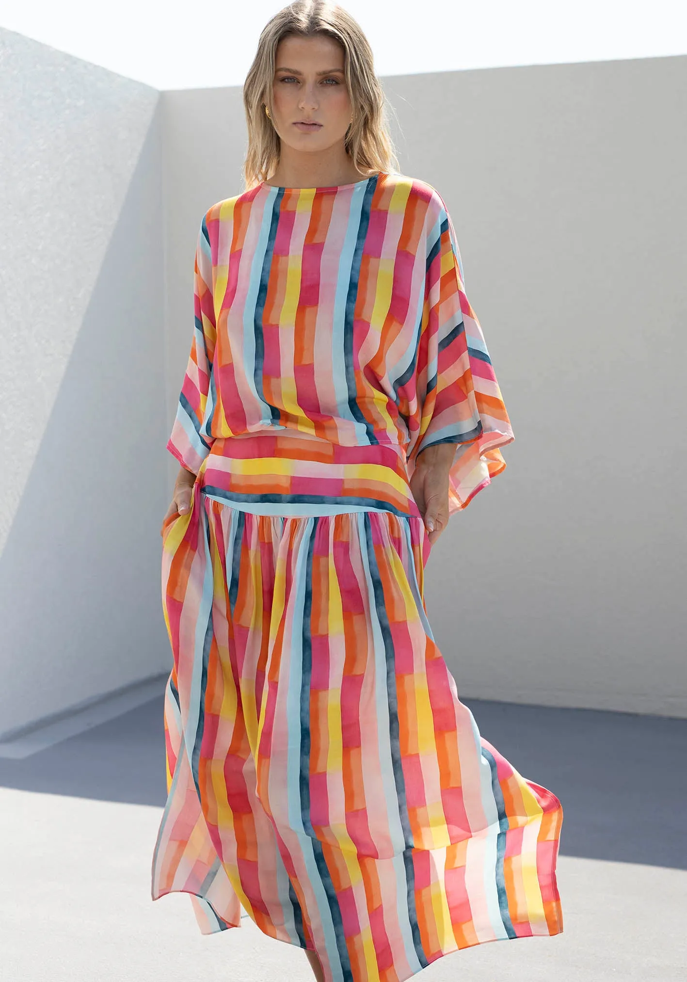 Casino Stripe Kaftan Top