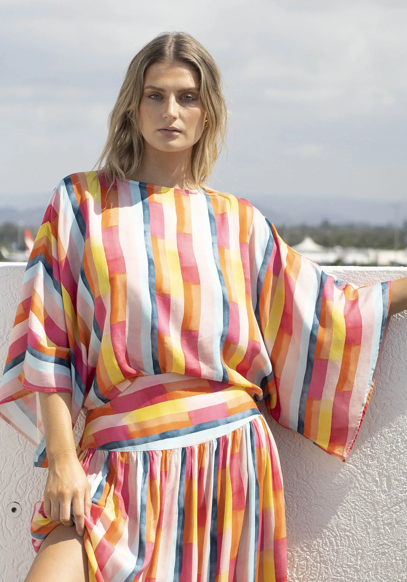 Casino Stripe Kaftan Top