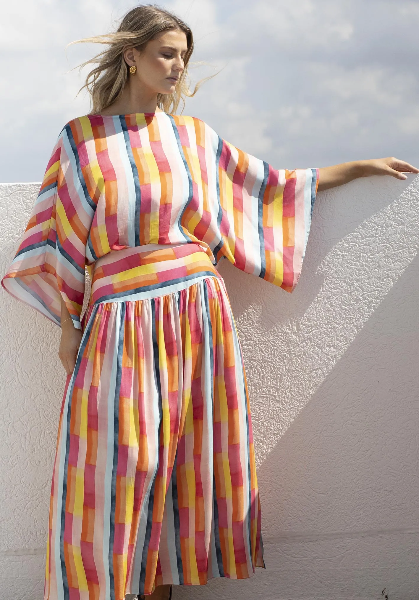 Casino Stripe Kaftan Top