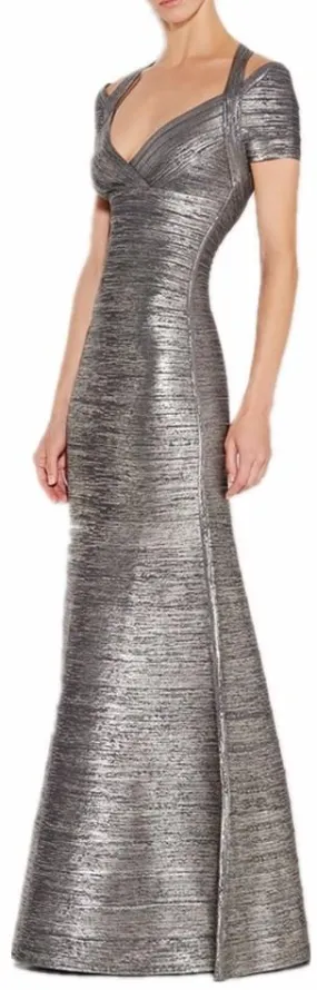 'Colette' Woodgrain Foil Print Gown