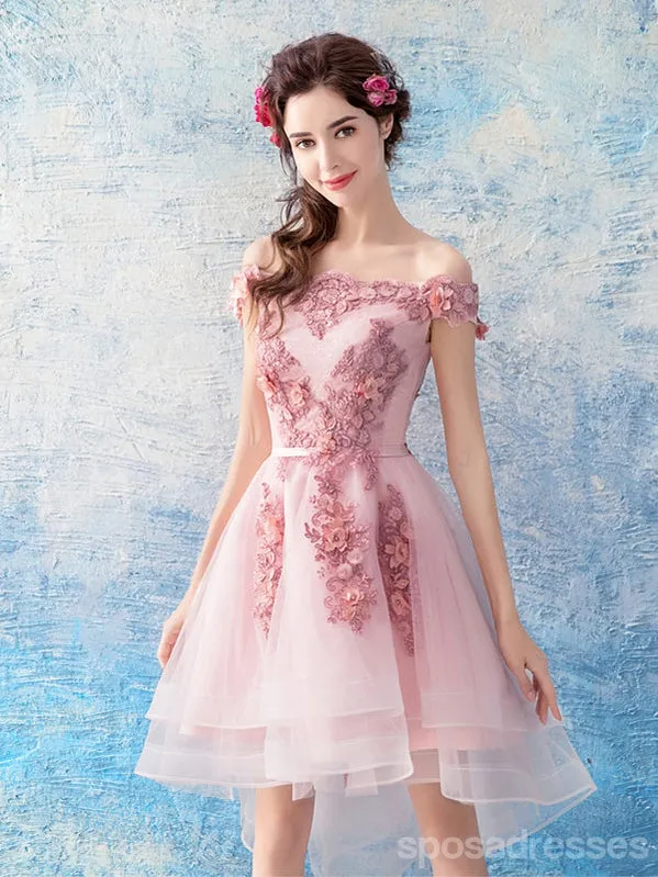 Cute Pink Off Shoulder Homecoming Dresses,Cheap Short Prom Dresses,CM898