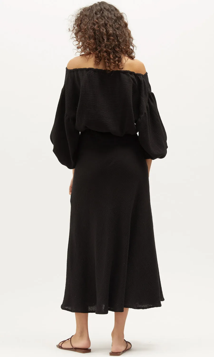 Dominique Louie Elegant Black Muslin Dress