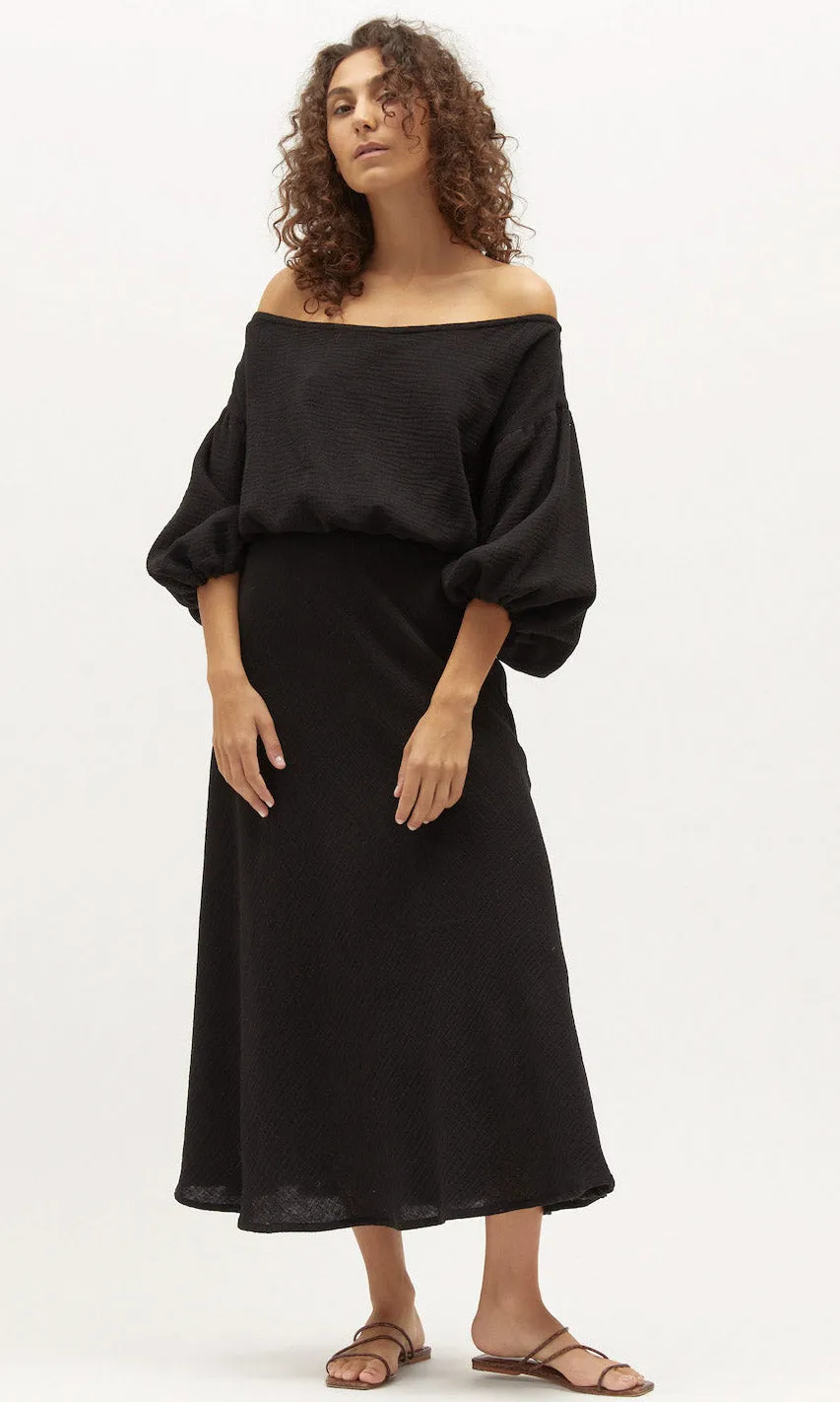 Dominique Louie Elegant Black Muslin Dress