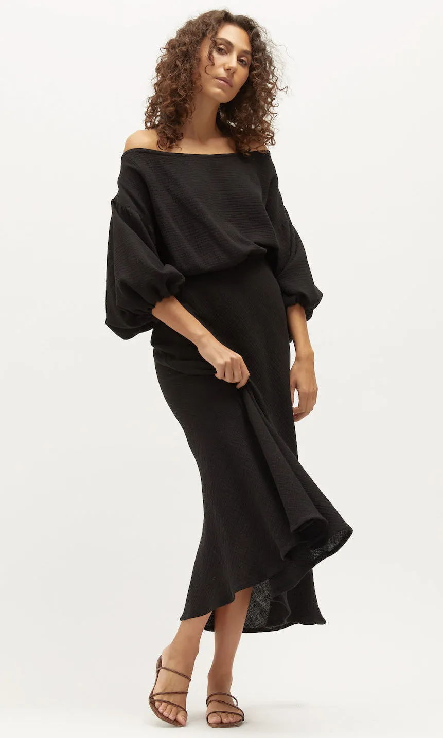 Dominique Louie Elegant Black Muslin Dress