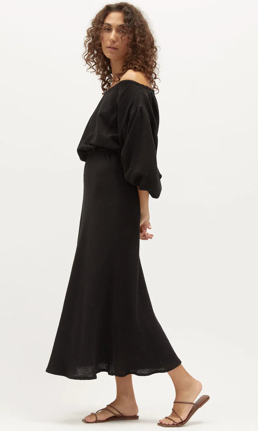 Dominique Louie Elegant Black Muslin Dress