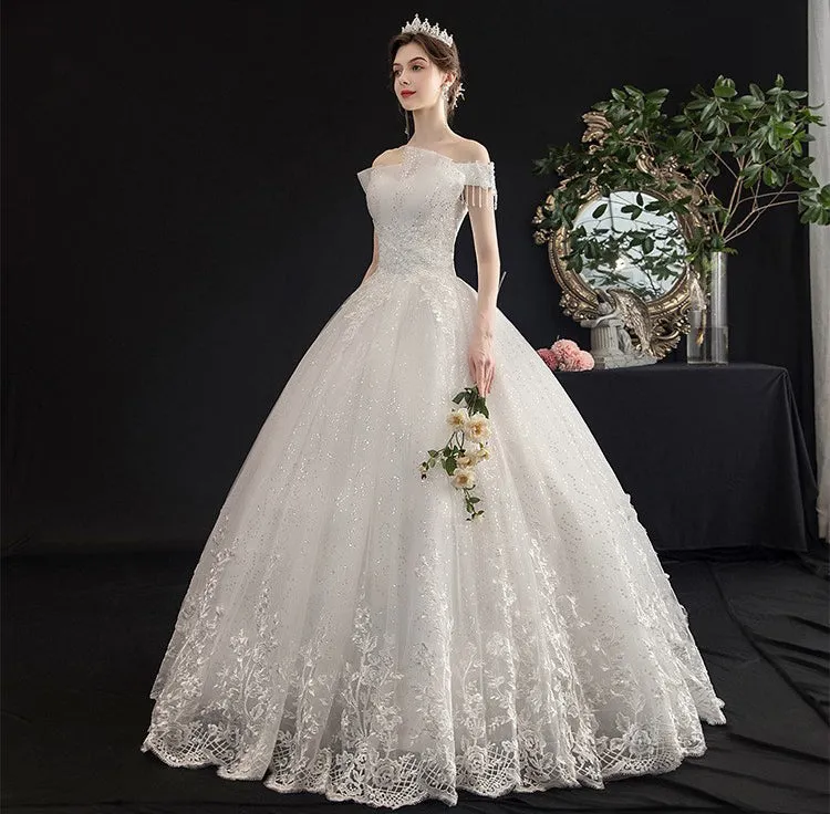 Doris Off-shoulder Embroidered Bride Dress