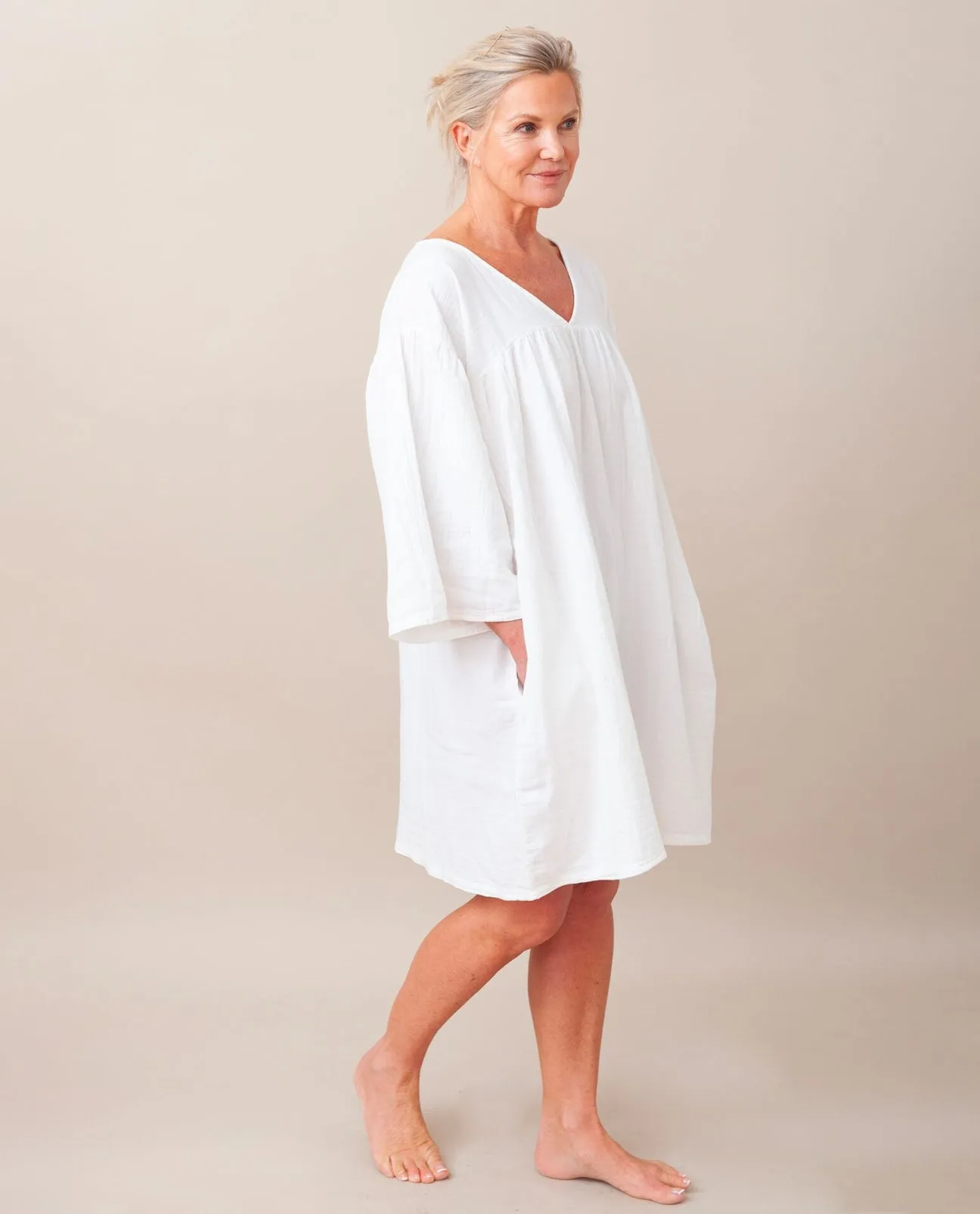 Dylla Organic Cotton Dress In Off White