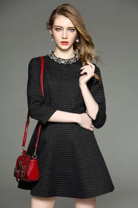 Elegant Long Sleeve A Line Black Dress