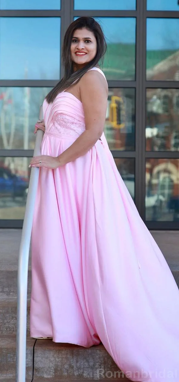 Elegant One Shoulder A-line Candy Pink Satin Bridesmaid Dresses Online, BG487