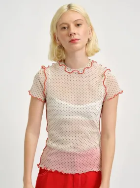 ELIZA FAULKNER - Remy tee cream polkadot mesh