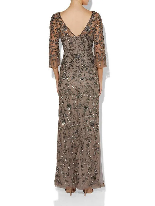 Eliza Gunmetal Hand Beaded Gown