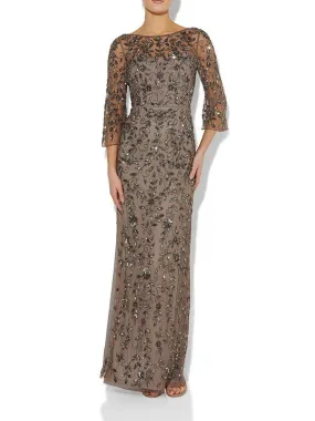 Eliza Gunmetal Hand Beaded Gown