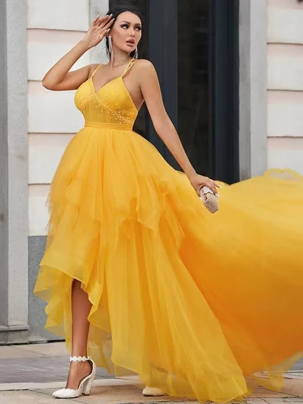 Fashion A-line Graduation Prom Dresses, Newest 2022 Long Prom Dresses, Elegant Wedding Guest Dresses